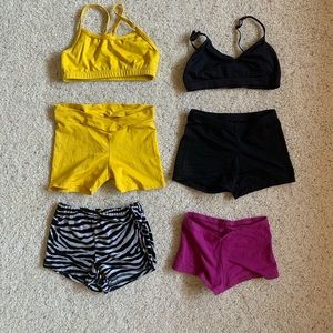 Dance shorts and sports bras (all 6 items)